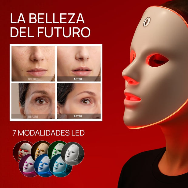 Máscara Facial LED Rejuvenecedora | Terapia Antiedad, Antiacné y Reafirmante
