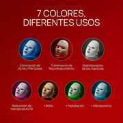 Máscara Facial LED Rejuvenecedora | Terapia Antiedad, Antiacné y Reafirmante